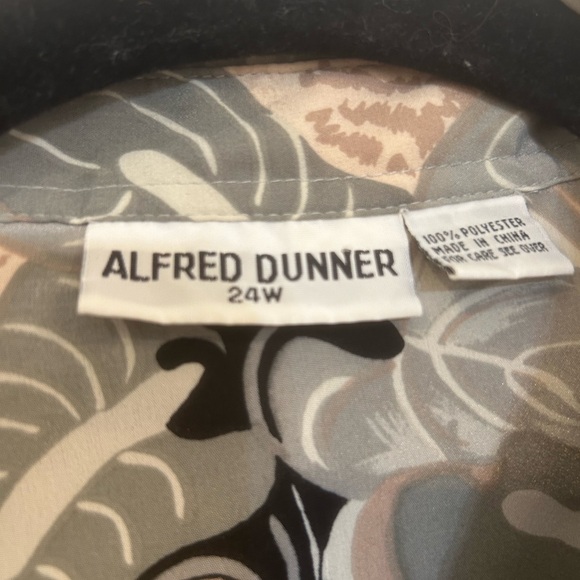 Alfred Dunner Blouse Women Plus 24W Animal Print Tan Gray Cats Secretary Vintage - Picture 4 of 9